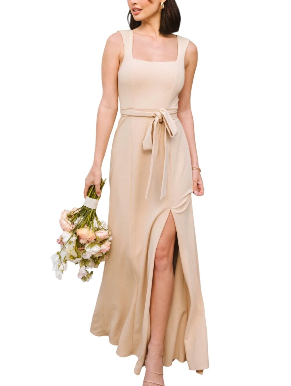 Show Me Your Mumu Paris Gown Champagne Stretch Romantic Minimalist Size Medium